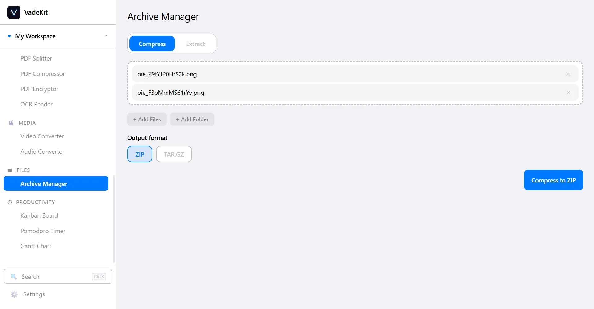 VadeKit Archive Manager screenshot