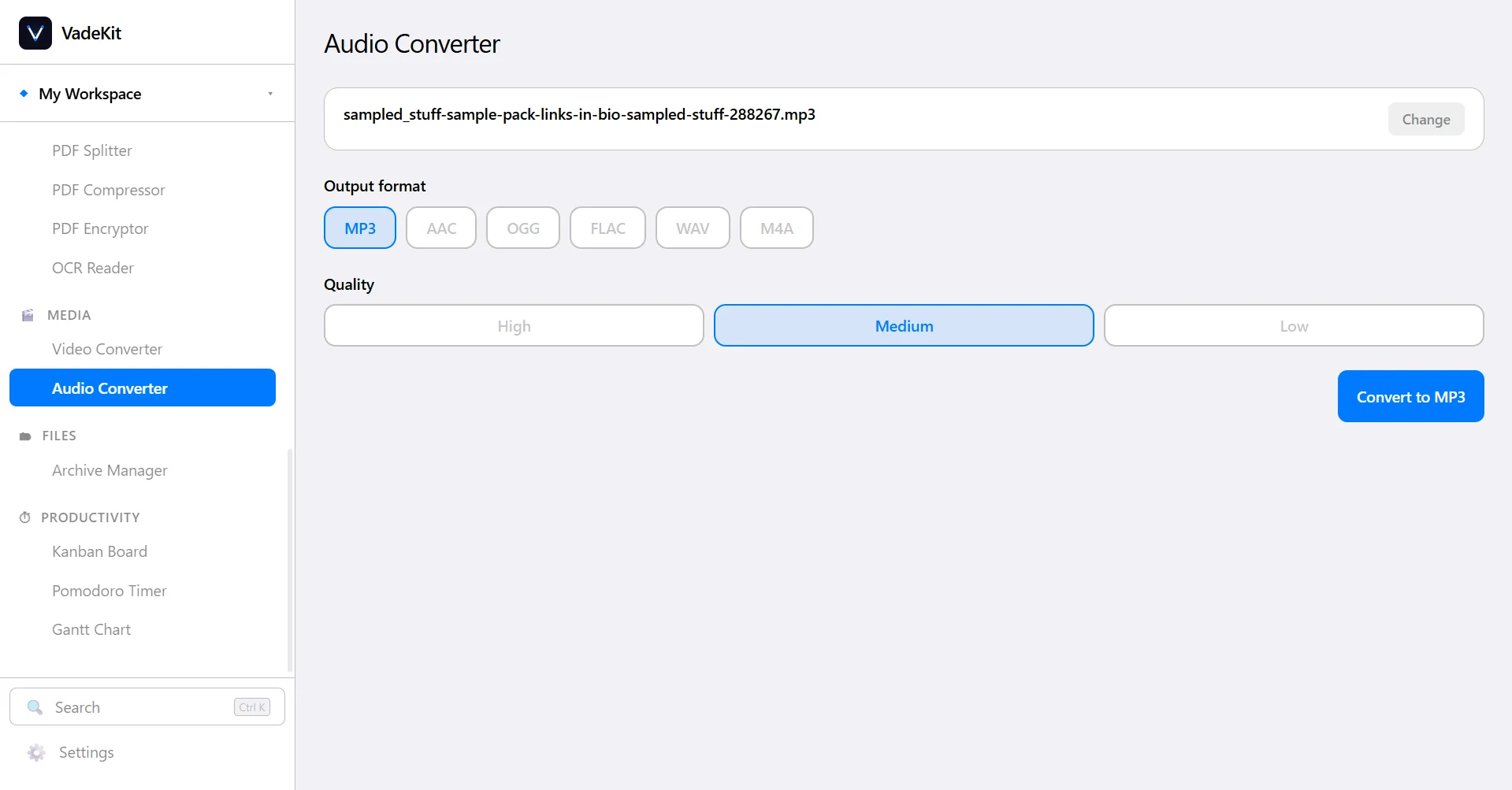 VadeKit Audio Converter screenshot