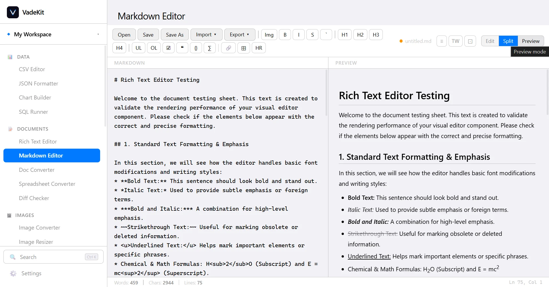 VadeKit Markdown Editor screenshot