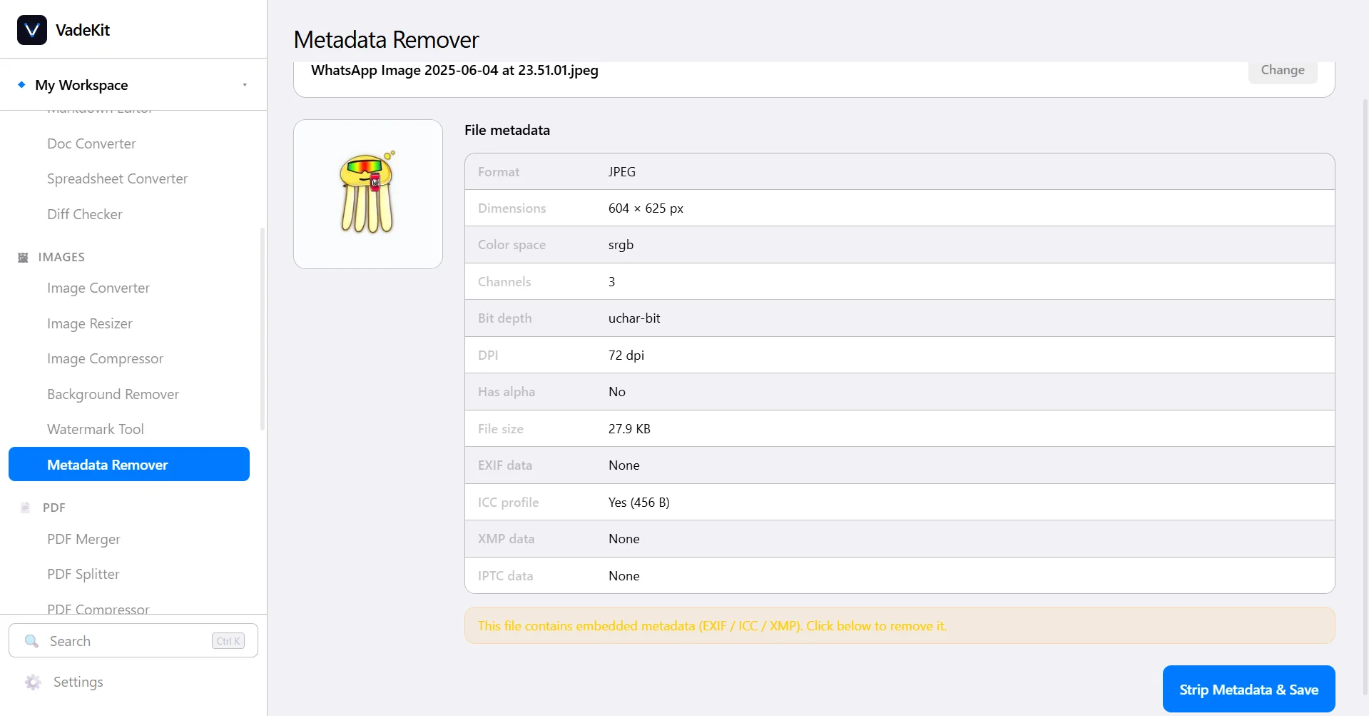 VadeKit Metadata Remover screenshot