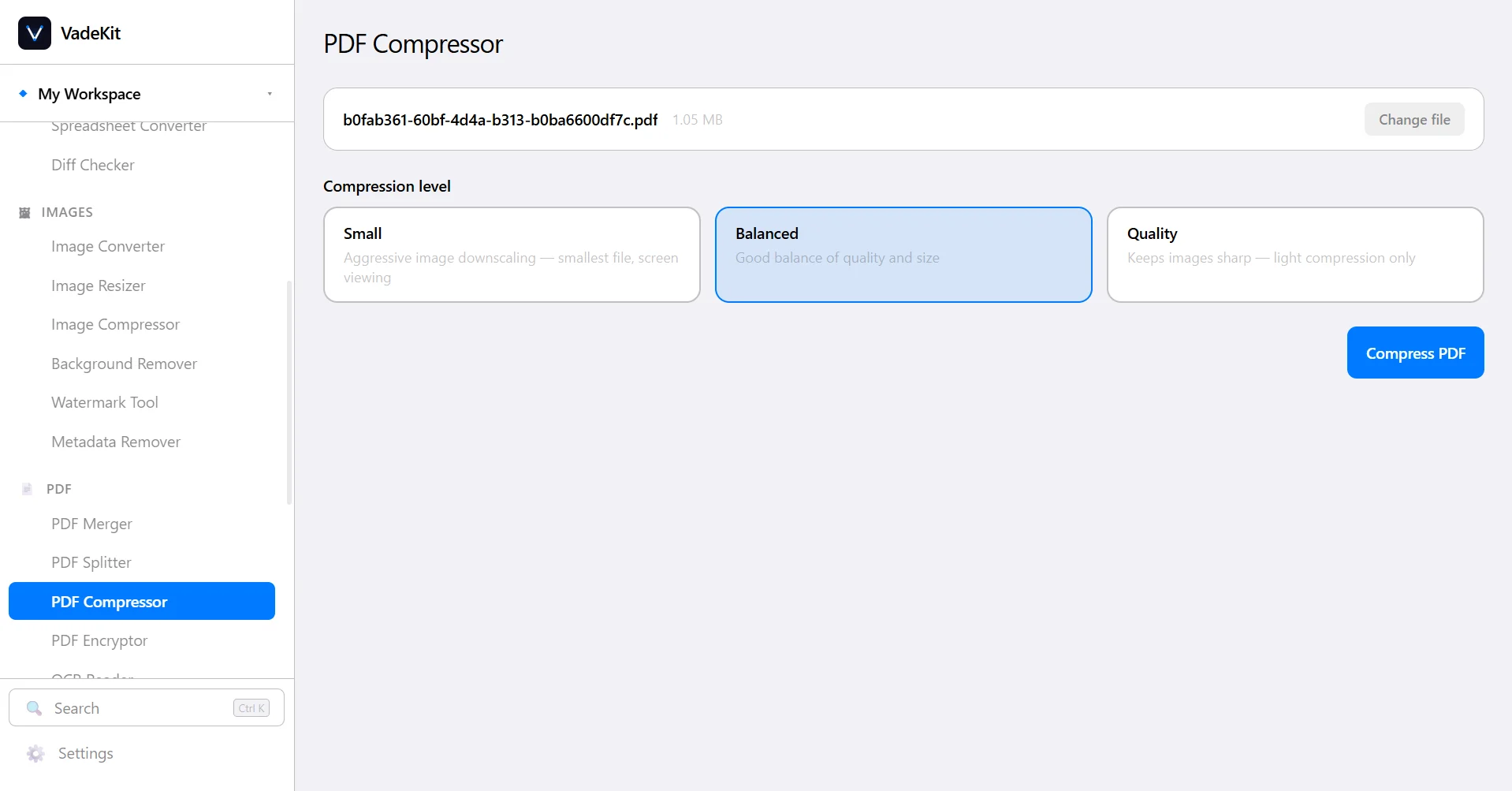 VadeKit PDF Compressor screenshot