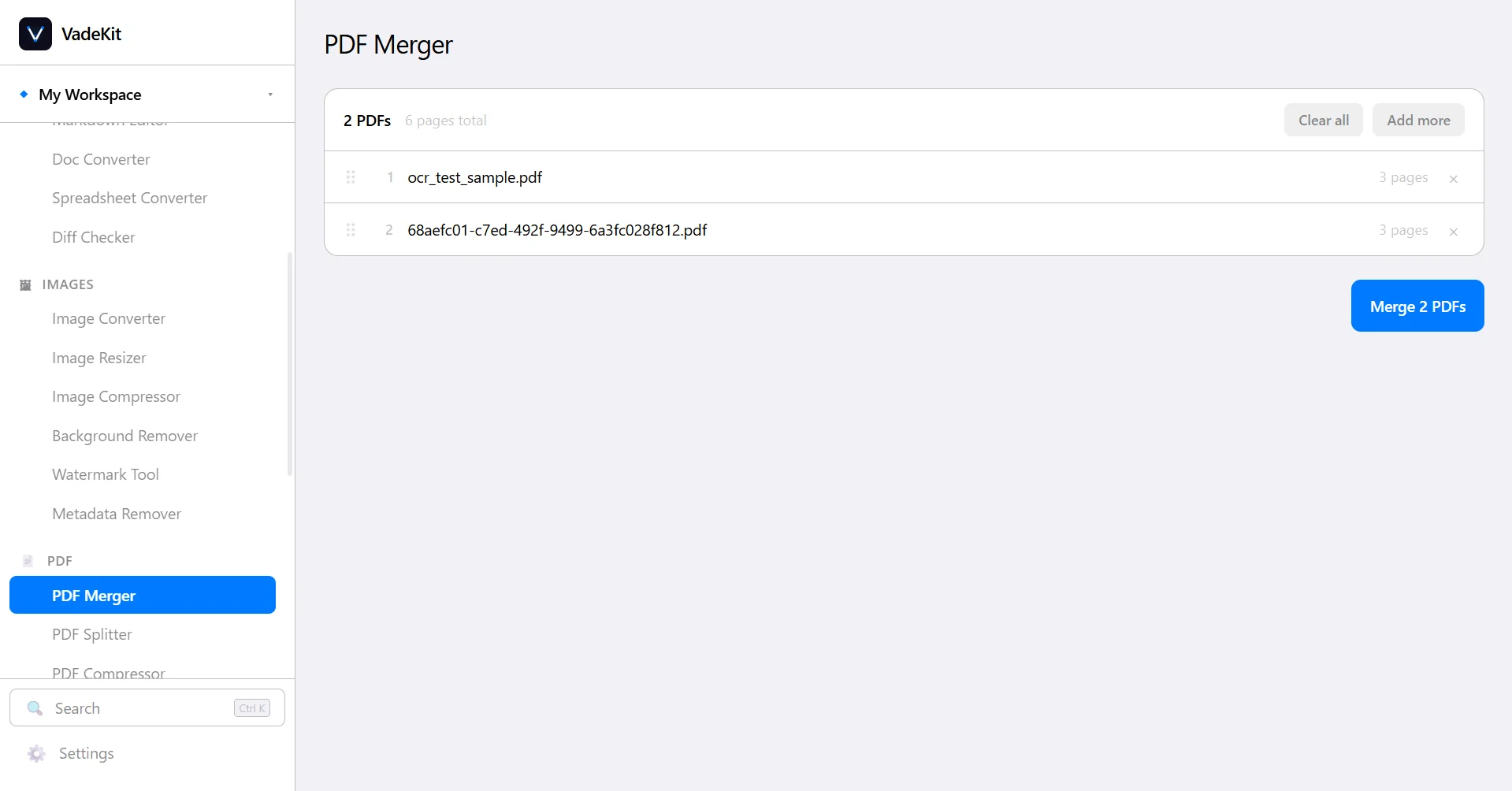 VadeKit PDF Merger screenshot