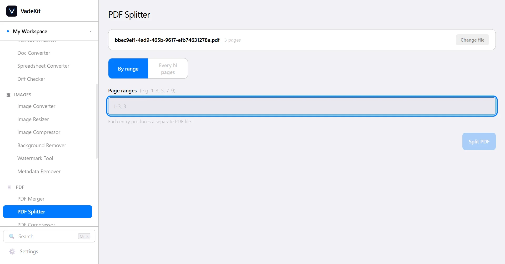 VadeKit PDF Splitter screenshot